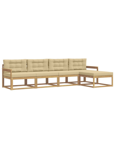 Set di divani da esterno 4 pcs Bianco e Beige Poliestere