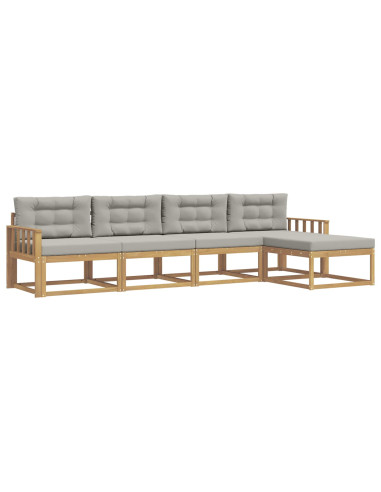 Set di divani da esterno 4 pcs Bianco e Grigio Chiaro