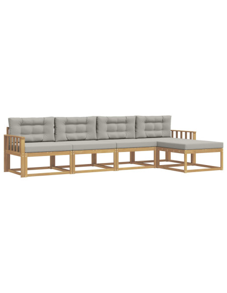 Set di divani da esterno 4 pcs Bianco e Grigio Chiaro