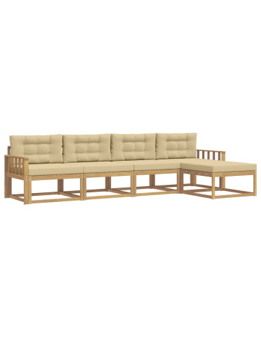 Set di divani da esterno 4 pcs Bianco e Beige Poliestere