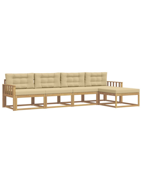 Set di divani da esterno 4 pcs Bianco e Beige Poliestere