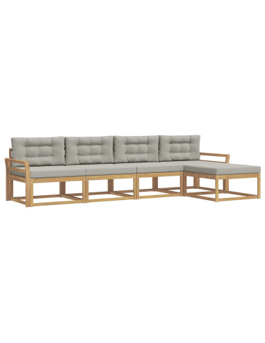 Set di divani da esterno 4 pcs Bianco e Grigio Chiaro