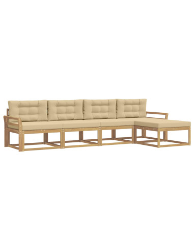 Set di divani da esterno 4 pcs Bianco e Beige Poliestere