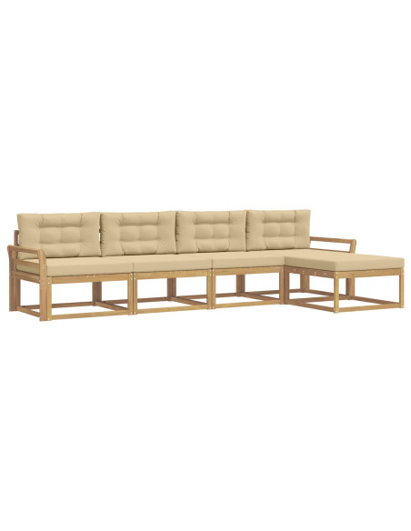 Set di divani da esterno 4 pcs Bianco e Beige Poliestere