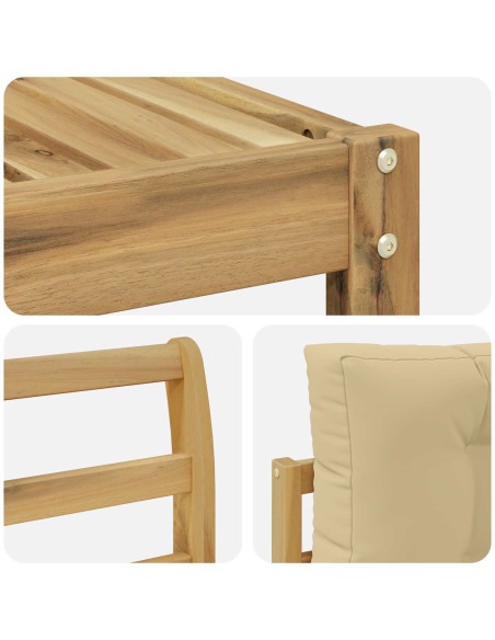 Set di divani da esterno 4 pcs Bianco e Beige Poliestere
