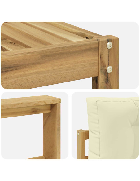 Set di divani da esterno 4 pcs Bianco e Crema Poliestere
