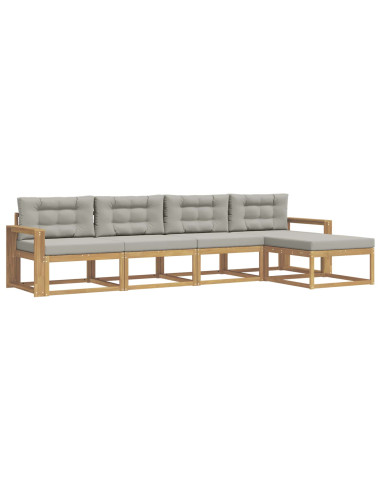 Set di divani da esterno 4 pcs Bianco e Grigio Chiaro