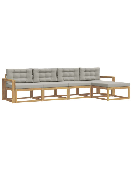 Set di divani da esterno 4 pcs Bianco e Grigio Chiaro