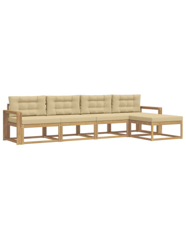 Set di divani da esterno 4 pcs Bianco e Beige Poliestere