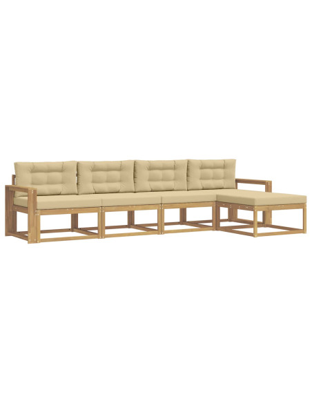 Set di divani da esterno 4 pcs Bianco e Beige Poliestere