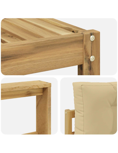 Set di divani da esterno 4 pcs Bianco e Beige Poliestere