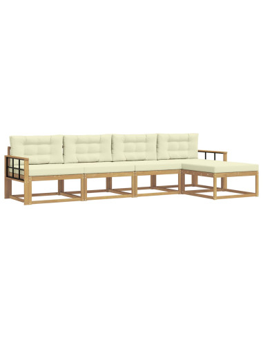 Set di divani da esterno 4 pcs Bianco e Crema Poliestere