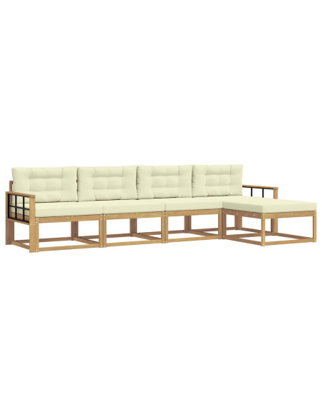 Set di divani da esterno 4 pcs Bianco e Crema Poliestere