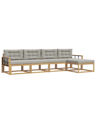 Set di divani da esterno 4 pcs Bianco e Grigio Chiaro