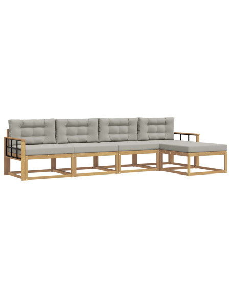 Set di divani da esterno 4 pcs Bianco e Grigio Chiaro