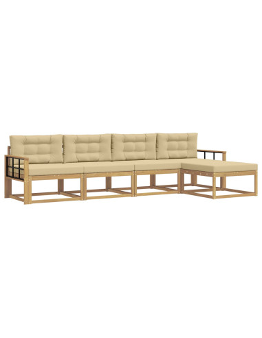 Set di divani da esterno 4 pcs Bianco e Beige Poliestere