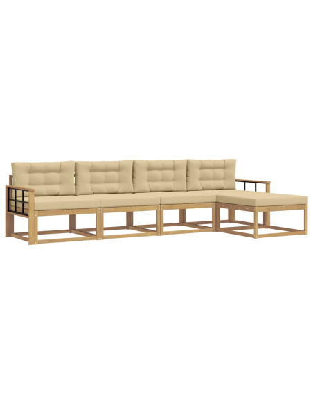 Set di divani da esterno 4 pcs Bianco e Beige Poliestere