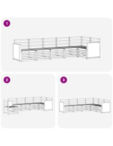 Set divano sezionale 5 pcs Naturale Legno di Acacia Massello