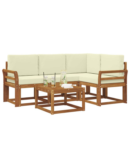 Set di divani da esterno con cuscino 5 pcs Naturale e Crema