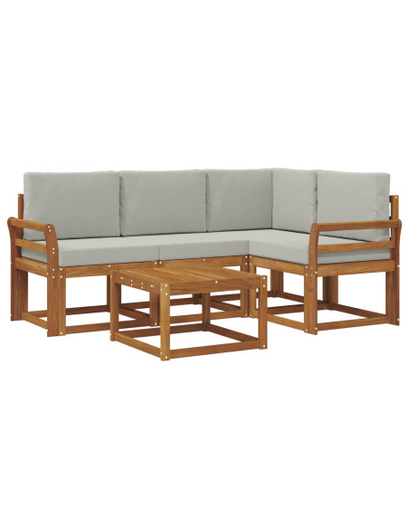 Set di divani da esterno 5 pcs Grigio Naturale e Chiaro