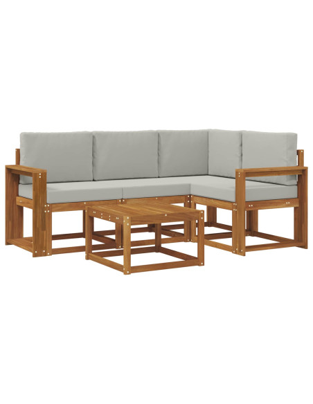Set di divani da esterno 5 pcs Grigio Naturale e Chiaro