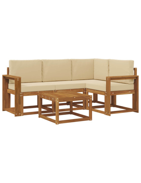 Set di divani da esterno con cuscino 5 pcs Naturale e Beige