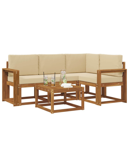 Set di divani da esterno con cuscino 5 pcs Naturale e Beige