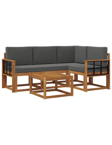 Set di divani da esterno con cuscino 5 pcs Naturale e Antracite