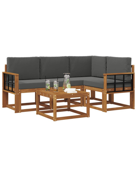 Set di divani da esterno con cuscino 5 pcs Naturale e Antracite