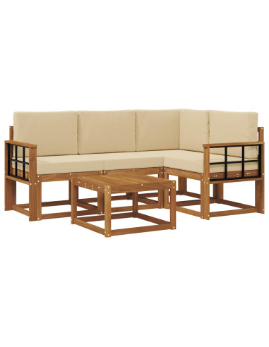 Set di divani da esterno con cuscino 5 pcs Naturale e Beige