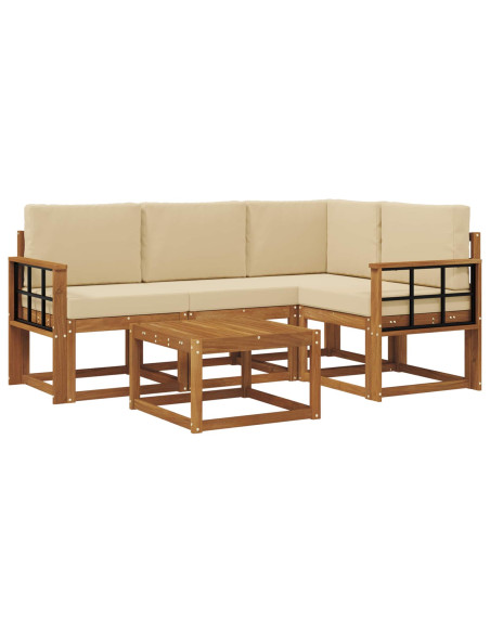 Set di divani da esterno con cuscino 5 pcs Naturale e Beige