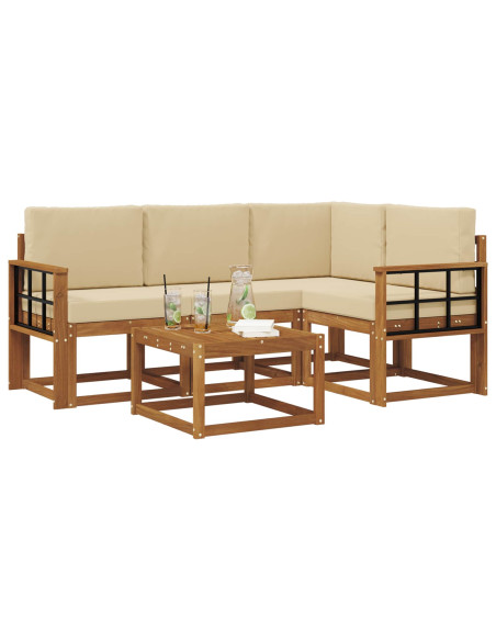 Set di divani da esterno con cuscino 5 pcs Naturale e Beige