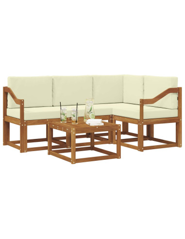 Set di divani da esterno con cuscino 5 pcs Naturale e Crema
