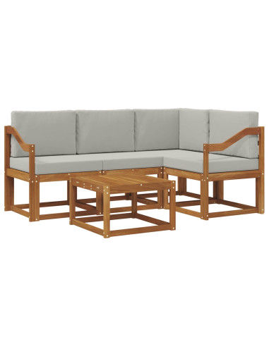 Set di divani da esterno 5 pcs Grigio Naturale e Chiaro