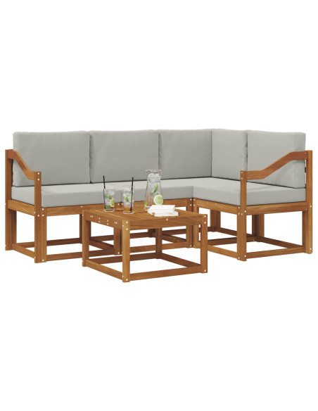 Set di divani da esterno 5 pcs Grigio Naturale e Chiaro