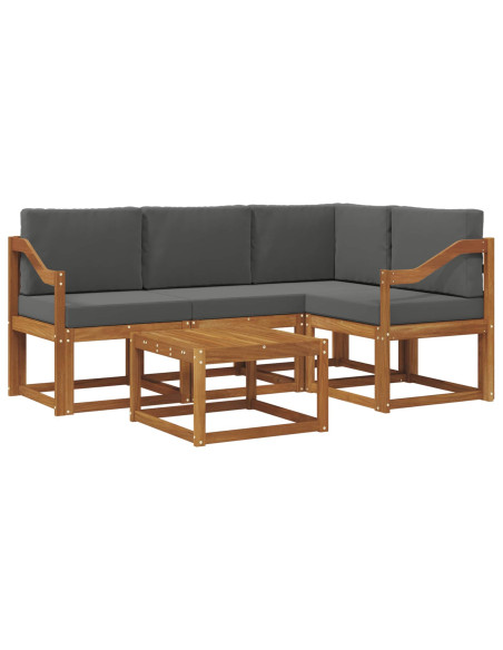 Set di divani da esterno con cuscino 5 pcs Naturale e Antracite