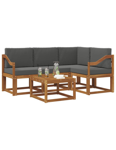Set di divani da esterno con cuscino 5 pcs Naturale e Antracite
