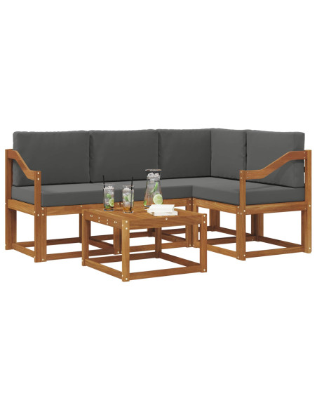 Set di divani da esterno con cuscino 5 pcs Naturale e Antracite