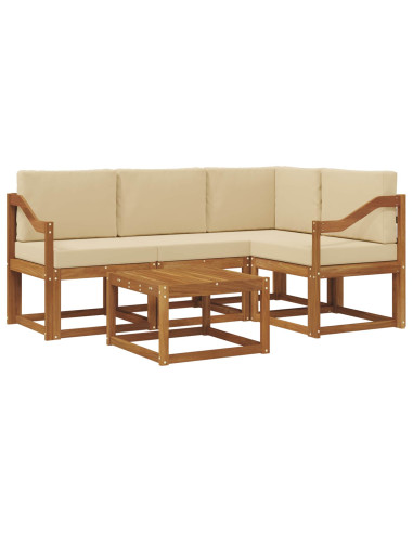 Set di divani da esterno con cuscino 5 pcs Naturale e Beige