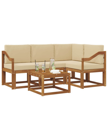 Set di divani da esterno con cuscino 5 pcs Naturale e Beige