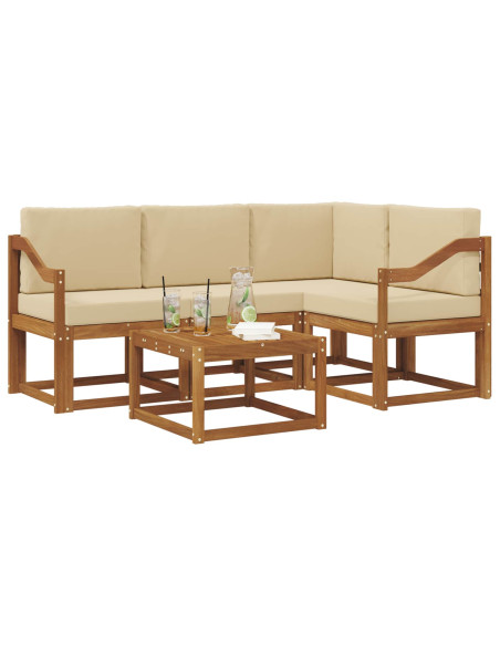 Set di divani da esterno con cuscino 5 pcs Naturale e Beige