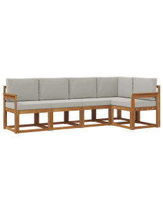 Set di divani con cuscino 5 pcs Grigio Naturale e Chiaro 2