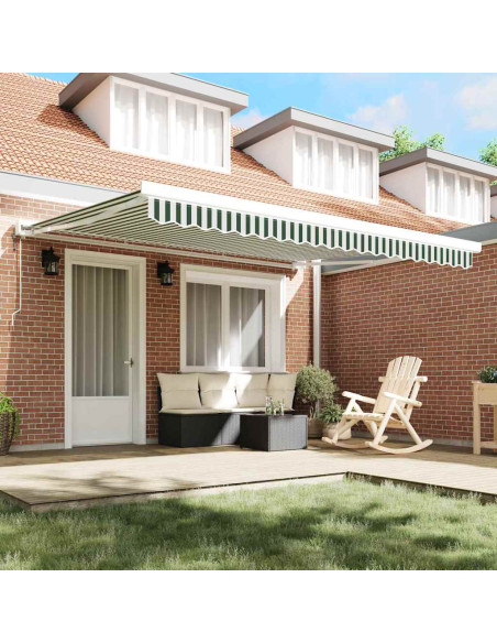 Telo di ricambio per tenda da sole Verde e Bianco 380 x 295 cm