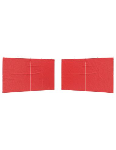 Parete per tenda da festa 2 pcs Rosso 400 x 195 cm PE e Acciaio