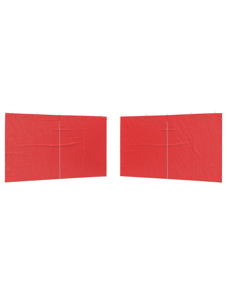 Parete per tenda da festa 2 pcs Rosso 400 x 195 cm PE e Acciaio