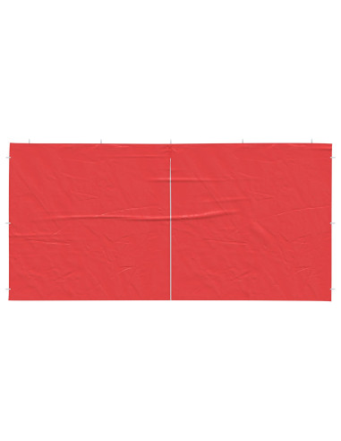 Parete per tenda da festa 2 pcs Rosso 400 x 195 cm PE e Acciaio