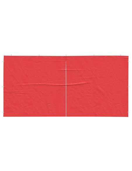 Parete per tenda da festa 2 pcs Rosso 400 x 195 cm PE e Acciaio