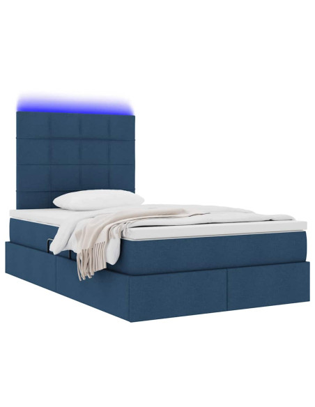 Letto con contenitore e LED con led Blu 120 x 190 cm Poliestere