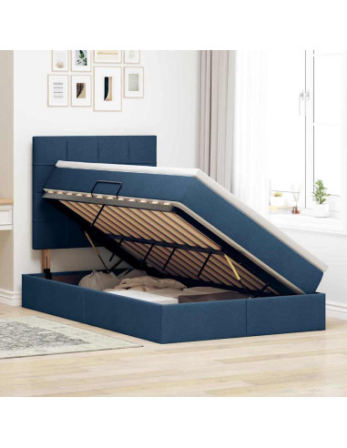 Letto con contenitore e LED con led Blu 120 x 190 cm Poliestere