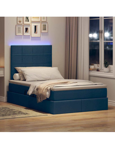 Letto con contenitore e LED con led Blu 120 x 190 cm Poliestere